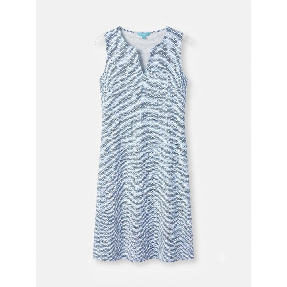 J McLaughlin L Dress Summer Boho Golf Preppy Blue Stretch Outdoor Classy